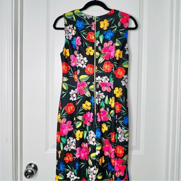 Calvin Klein Women's High Low Sleeveless Midi Scuba Dress Black Floral Size 6 - Picture 7 of 11